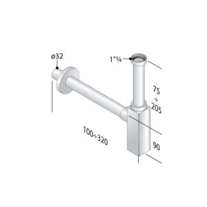 Sapho Omp Tea Toti - Sifone salvaspazio per lavabo, cromo 711.215